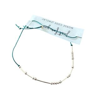 Gold Bead Bracelet Green Cord Adjustable Dainty Feminine Minimalist Jewelry NEW